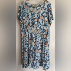 Croft & Barrow Blue and Orange Floral Top